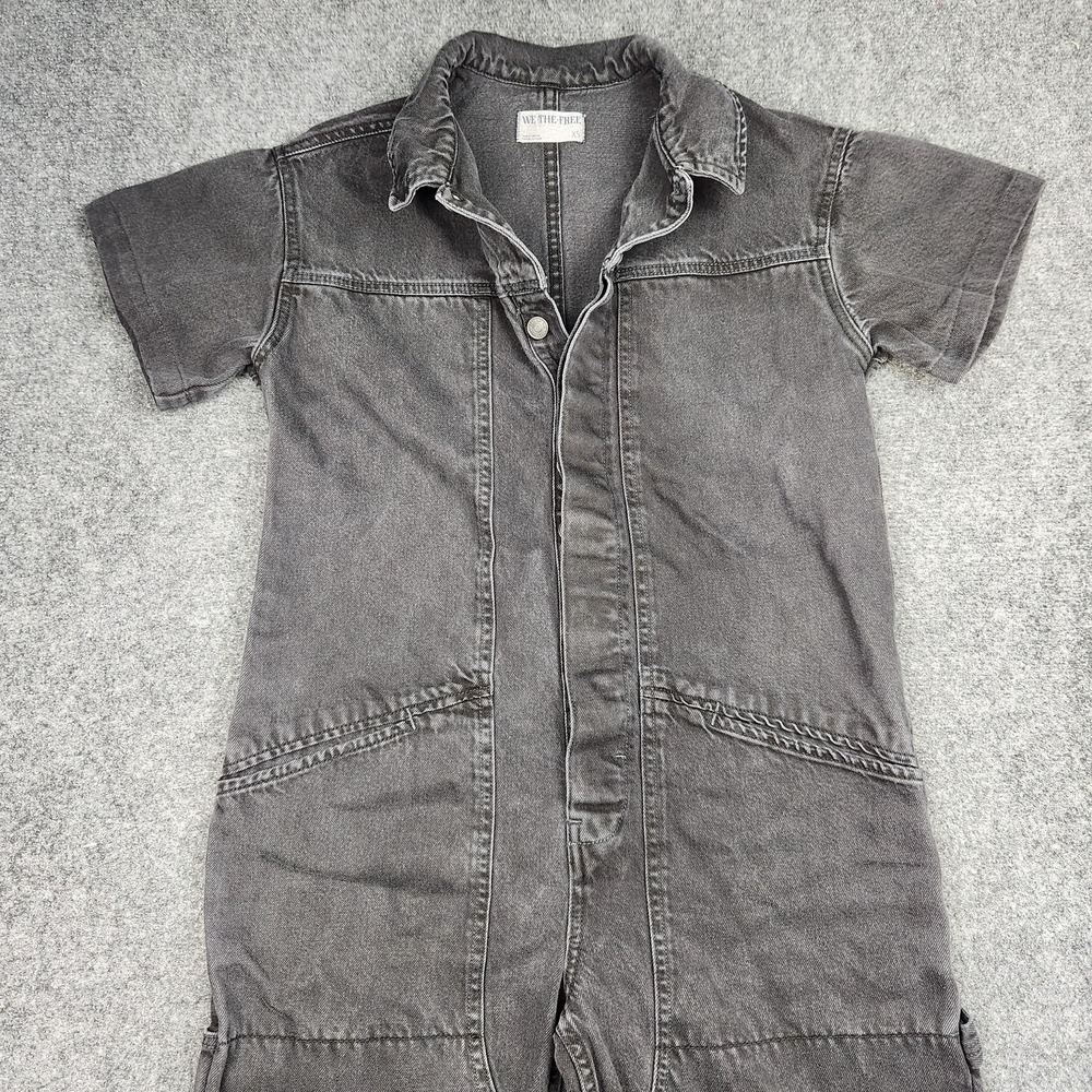 We The Free Coverall Jumpsuit Womens XS Black Short Sleeve Boho - Picture 2 of 16